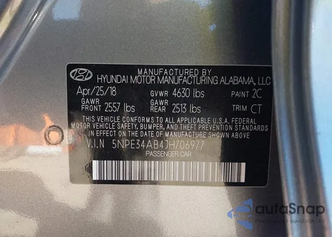 2018 Hyundai Sonata Limited 2.0T+ из США, поврежденный, VIN 5NPE34AB4JH706977